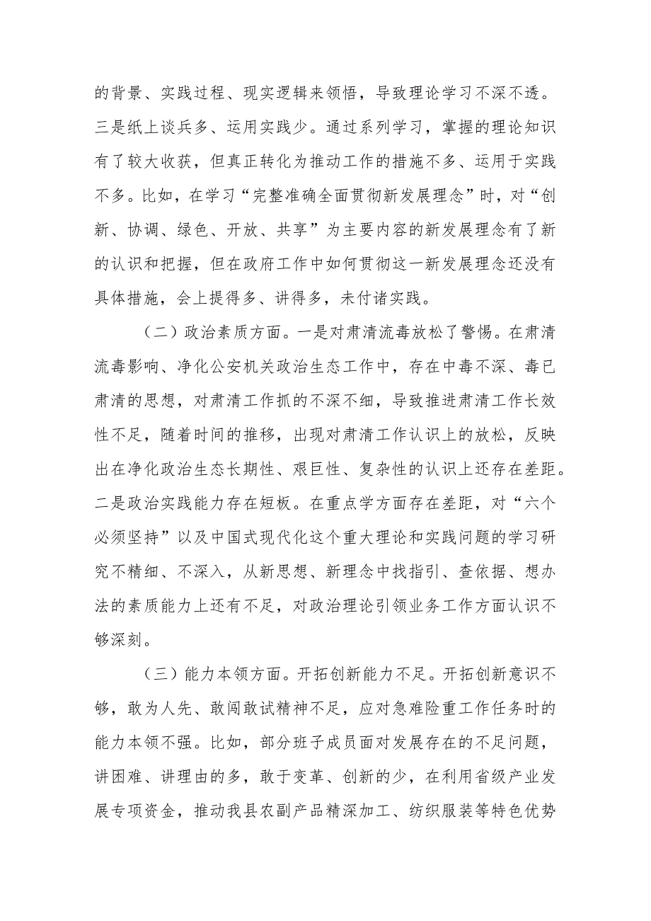 县长20232024专题民主生活会对照检查材料.docx_第2页