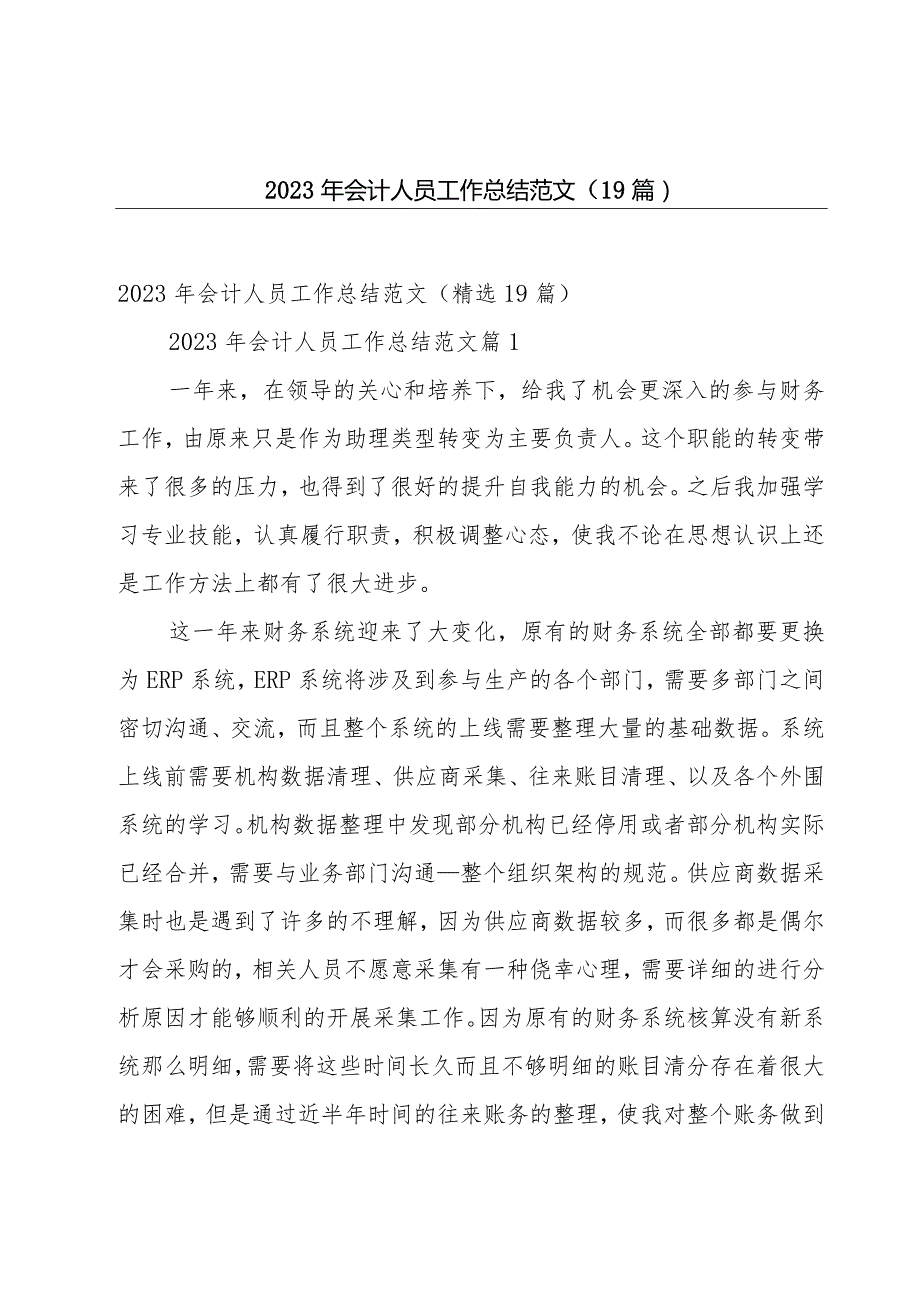 2023年会计人员工作总结范文（19篇）.docx_第1页