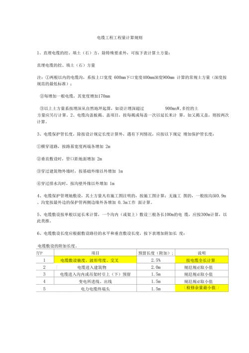 电缆工程工程量计算规则.docx