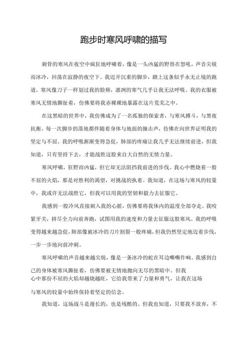 跑步时寒风呼啸的描写.docx