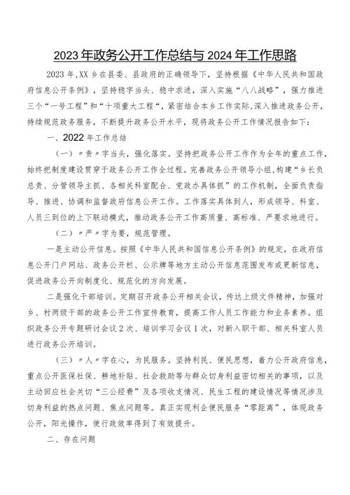 2023年政务公开工作总结与2024年工作思路.docx