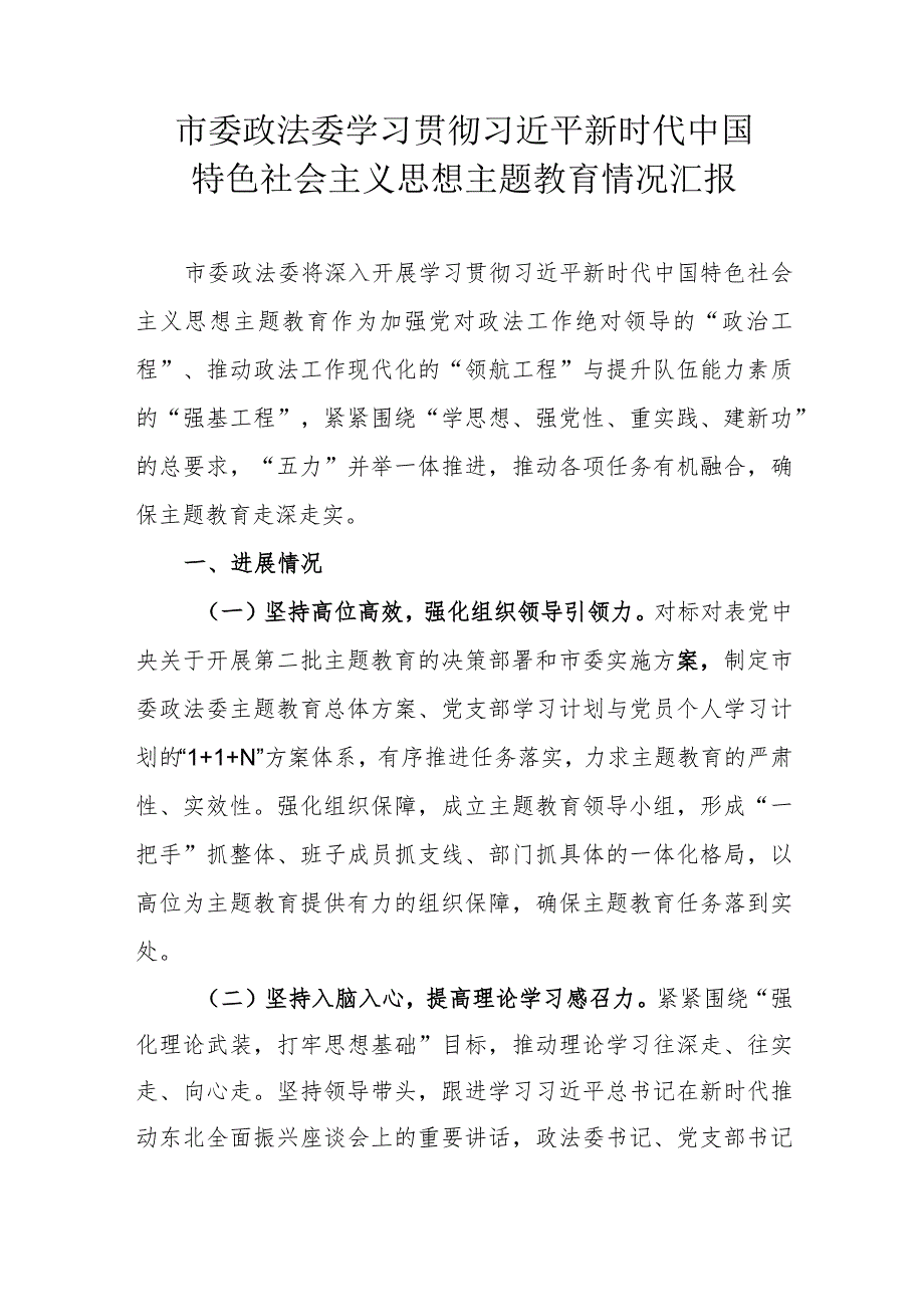 政法委主题教育汇报.docx_第1页