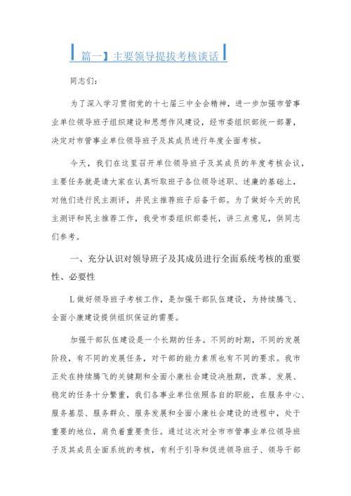 主要领导提拔考核谈话六篇.docx