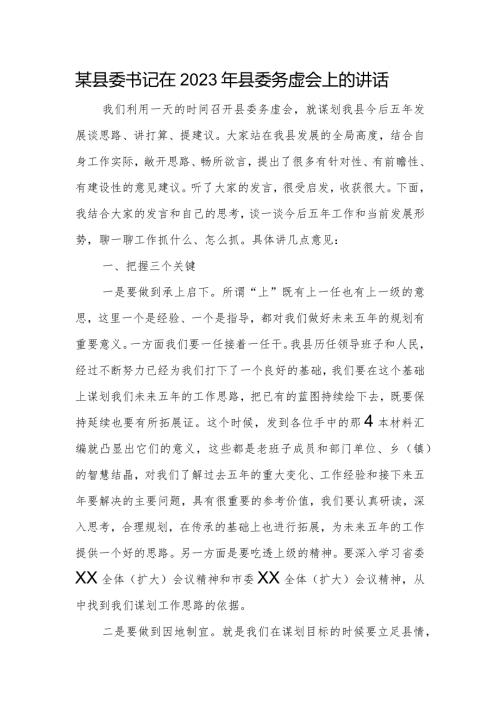 某县委书记在2023年县委务虚会上的讲话.docx
