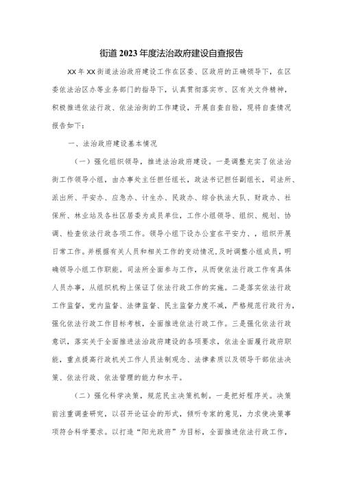 街道2023法治政府建设自查报告.docx