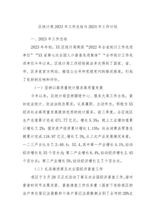区统计局2023年工作总结与2024年工作计划.docx