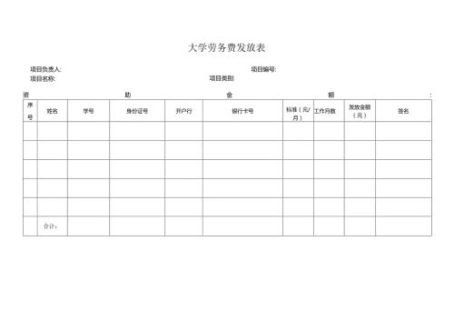大学劳务费发放表.docx