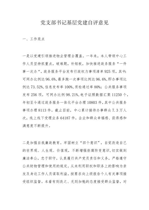 党支部书记基层党建自评意见.docx