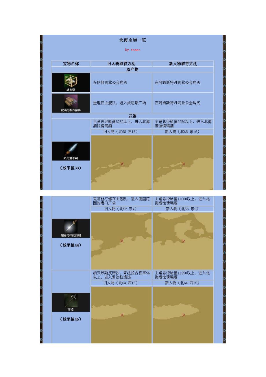 大航海时代4全宝物地图截图坐标条件详解.doc_第1页