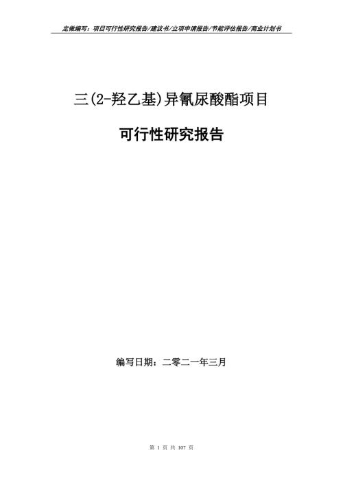 三2羟乙基异氰尿酸酯项目可行性研究报告立项申请.doc