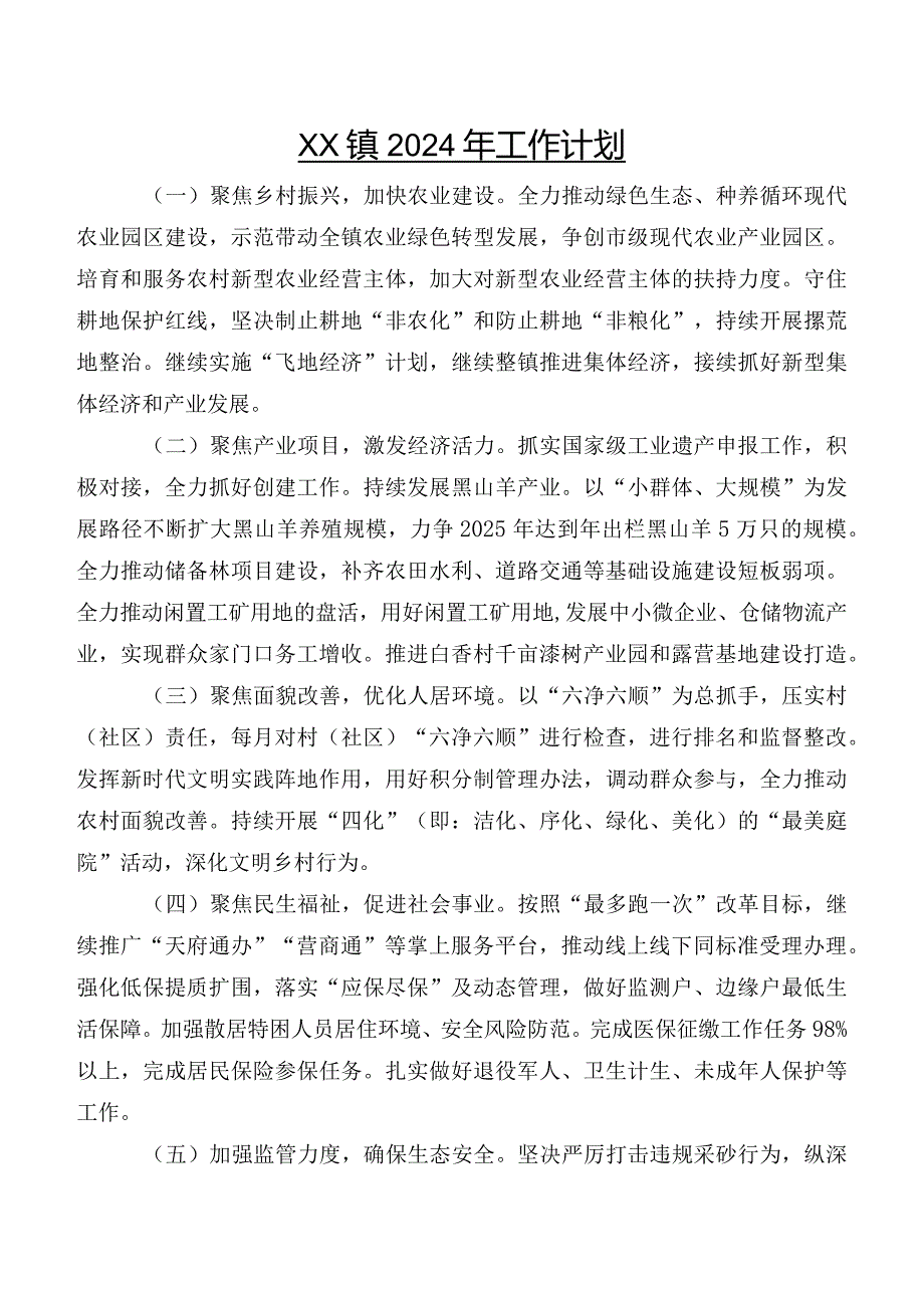 XX镇2024年工作计划.docx_第1页