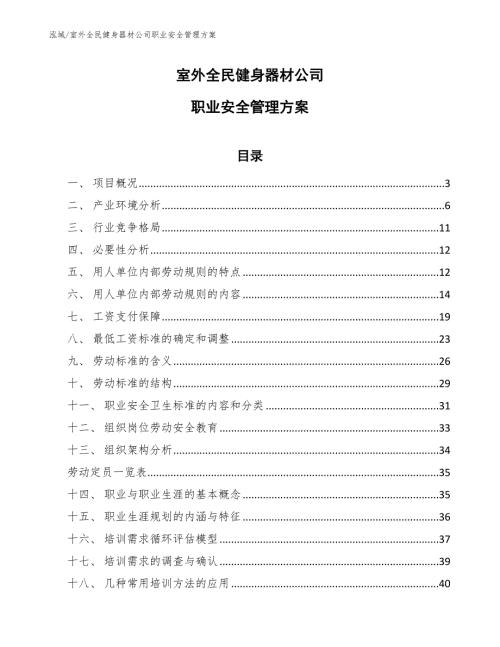 室外全民健身器材公司职业安全管理方案.docx