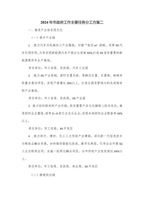 2024年市政府工作主要任务分工方案二.docx