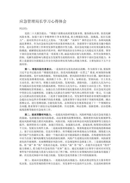 应急管理局长学习心得体会.docx