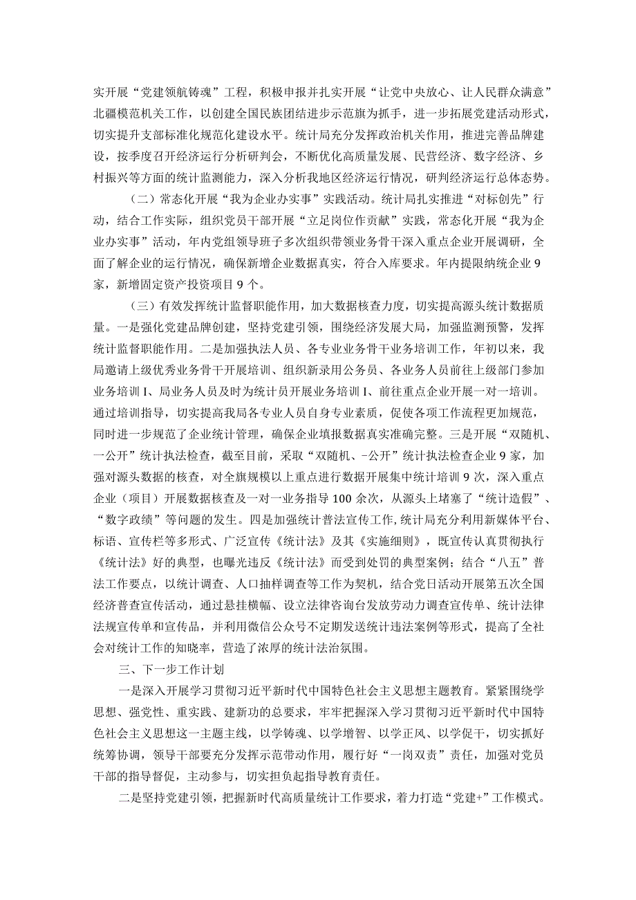 县统计局党建工作总结及下工作计划.docx_第3页