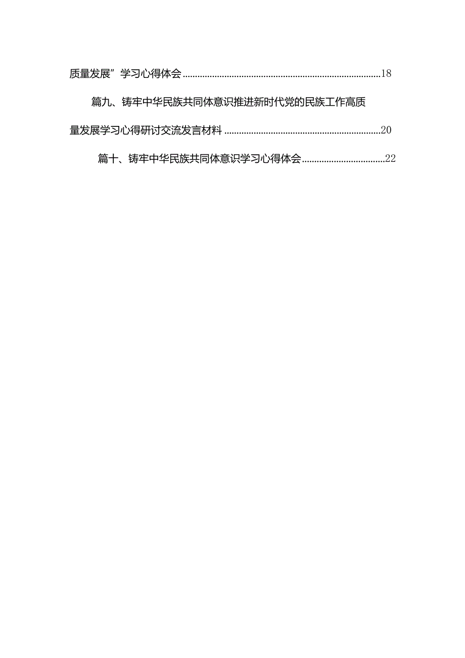 学习“铸牢中华民族共同体意识推进新时代党的民族工作高质量发展”心得体会研讨发言材料10篇供参考.docx_第2页