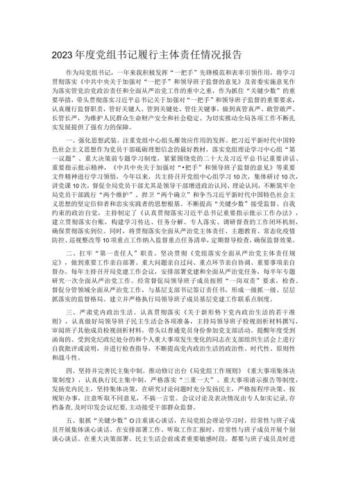2023党组书记履行主体责任情况报告.docx