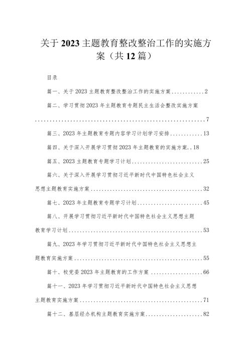 关于2023专题教育整改整治工作的实施方案汇编12篇.docx