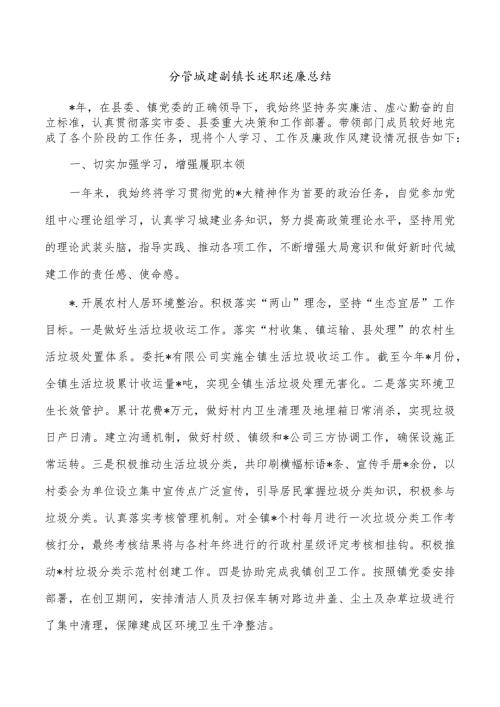 分管城建副镇长述职述廉总结.docx