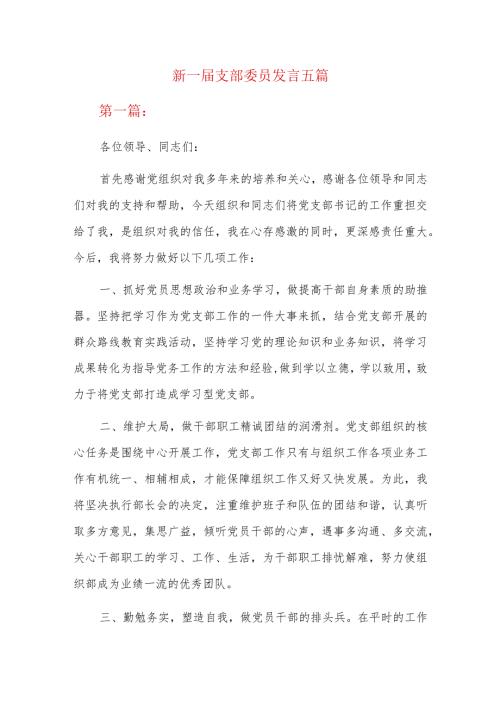 新一支部委员发言五篇.docx
