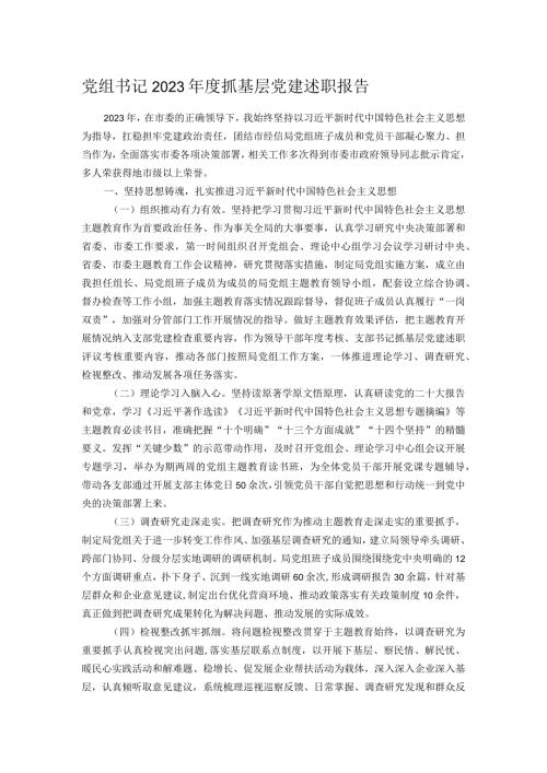 党组书记2023抓基层党建述职报告.docx