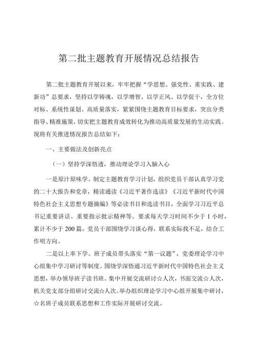 第二批主题教育开展情况总结.docx