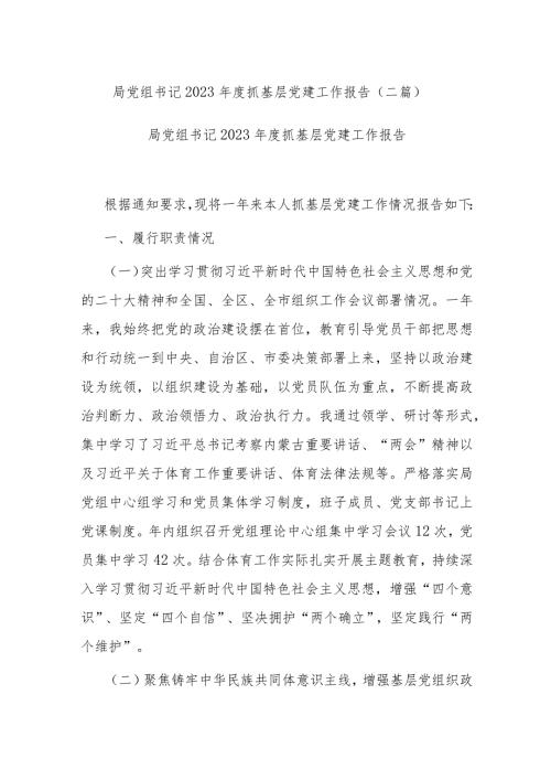 局党组书记2023抓基层党建工作报告(二篇).docx