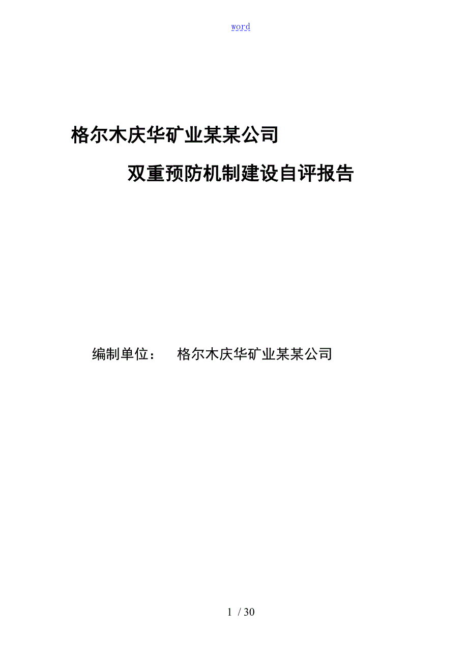 矿业公司管理系统双重预防机制自评报告材料.doc_第1页