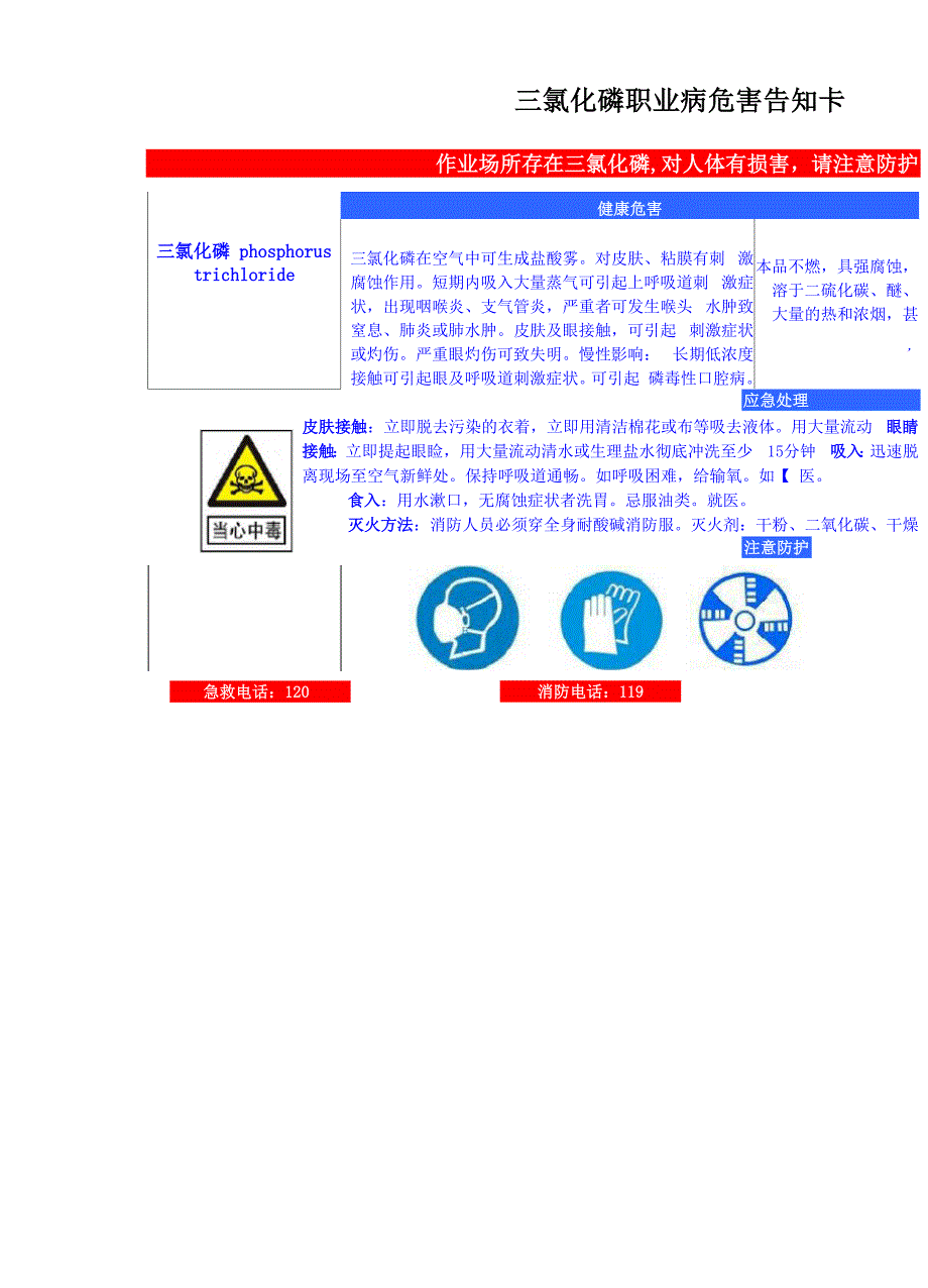 三氯化磷安全周知卡职业危害告知卡理化特性表.docx_第3页