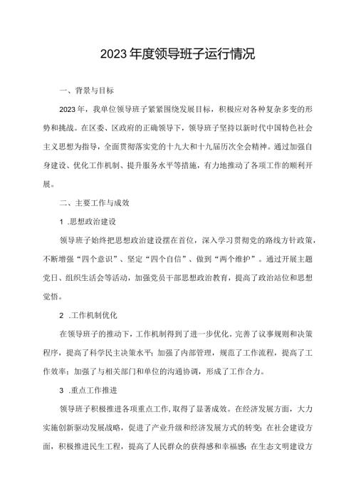 2023领导班子运行情况.docx
