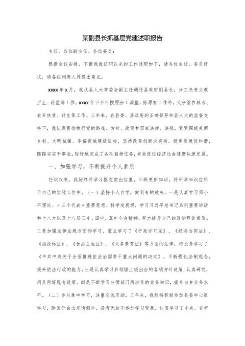 某副县长抓基层党建述职报告.docx