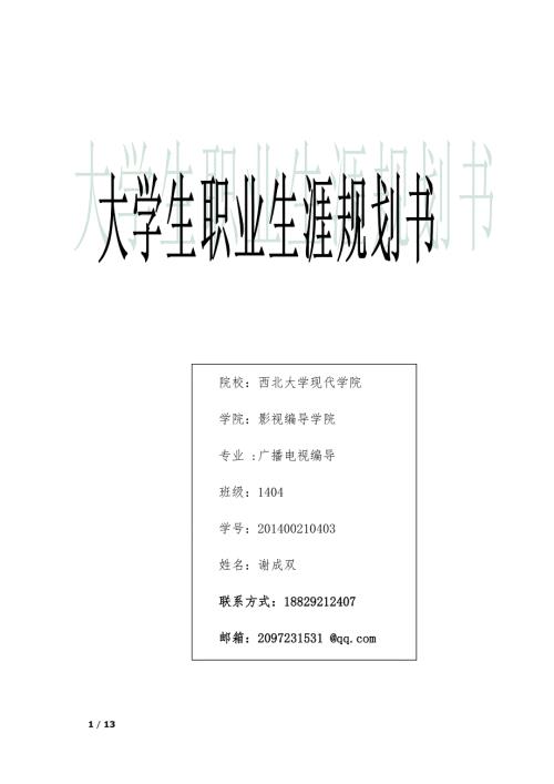 大学生职业生涯规划影视剪辑师.doc
