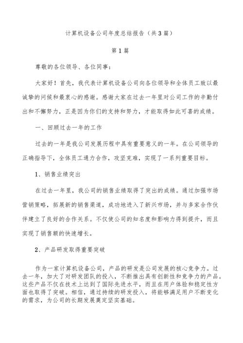 计算机设备公司总结报告（共3篇）.docx