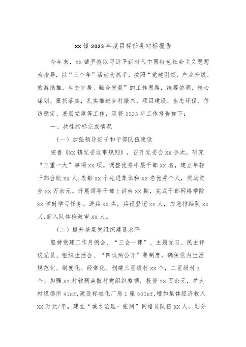 xx镇2023目标任务对标报告.docx