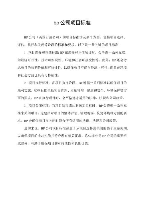 bp公司项目标准.docx