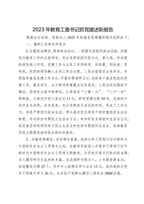 20232024年教育工委书记抓党建述职报告.docx