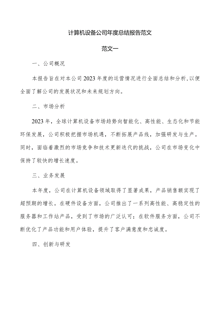 计算机设备公司总结报告范文.docx_第1页