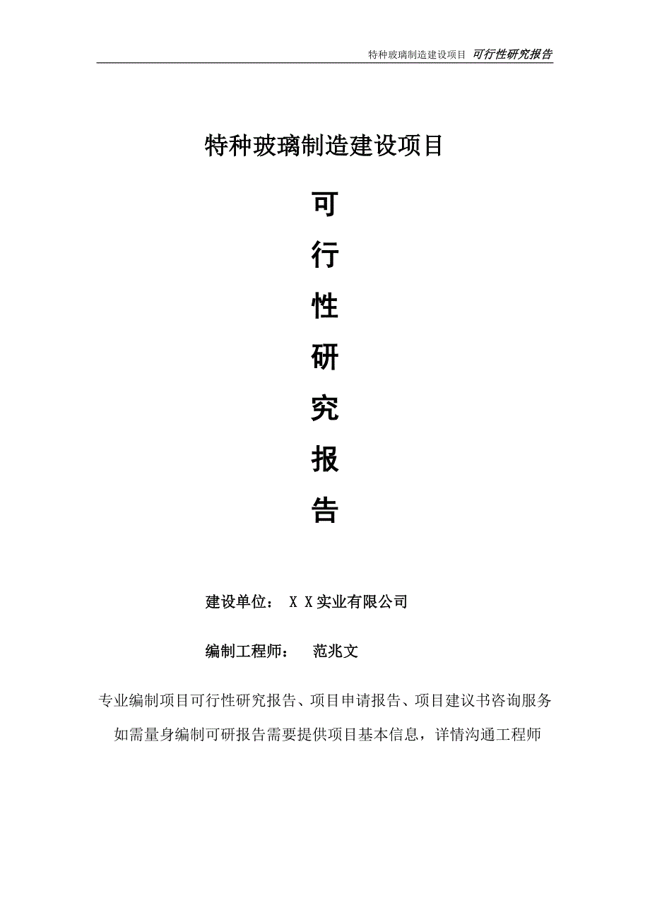 特种玻璃制造项目可行性研究报告完整可修改版.doc_第1页