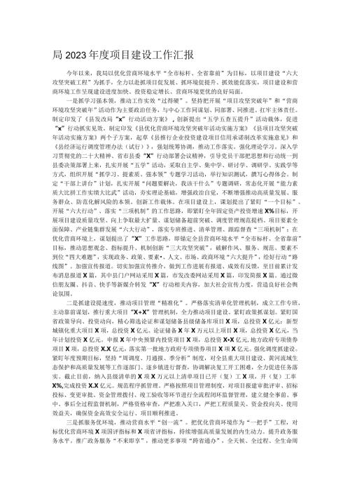 局2023项目建设工作汇报.docx