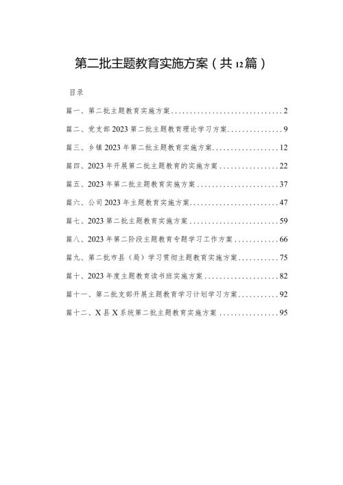 2023第二批专题教育实施方案1(精选12篇).docx