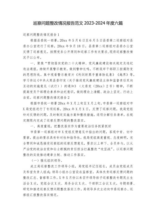 巡察问题整改情况报告范文20232024六篇.docx