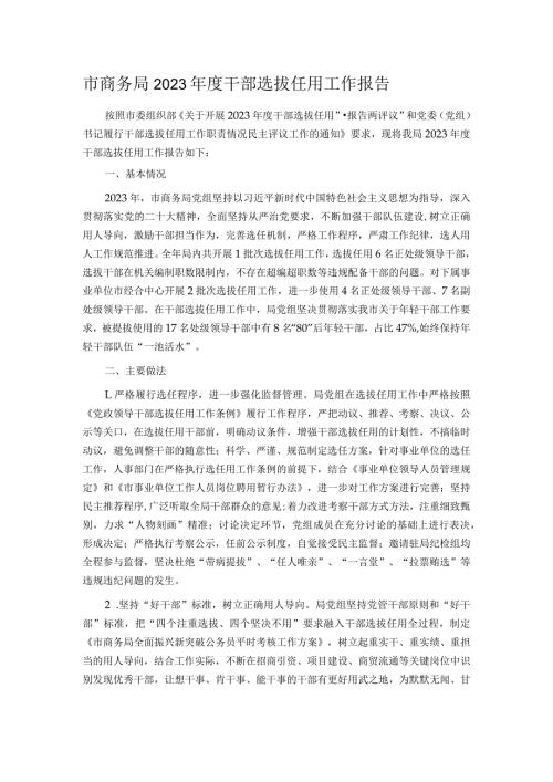 市商务局2023干部选拔任用工作报告.docx