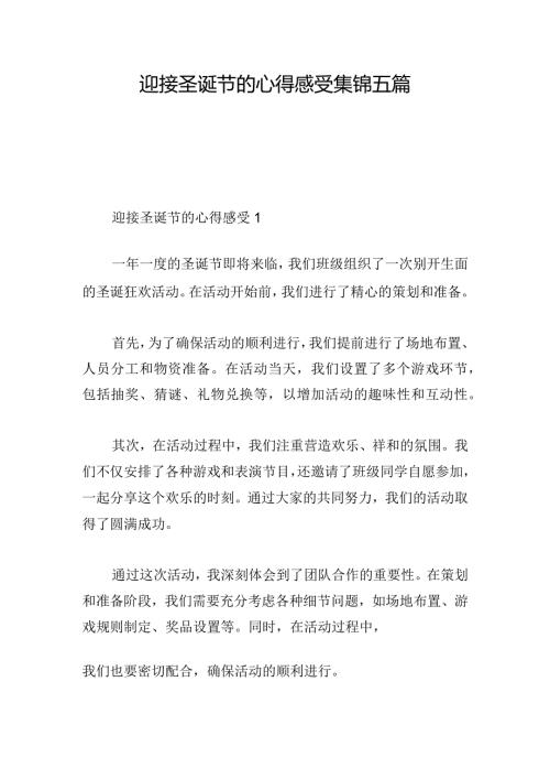 迎接圣诞节的心得感受集锦五篇.docx