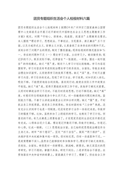 团员专题组织生活会个人检视材料六篇.docx