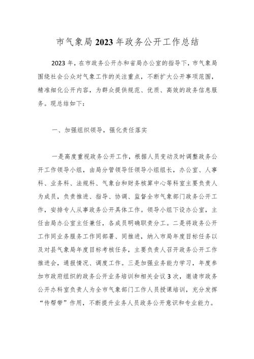 市气象局2023年政务公开工作总结(1).docx
