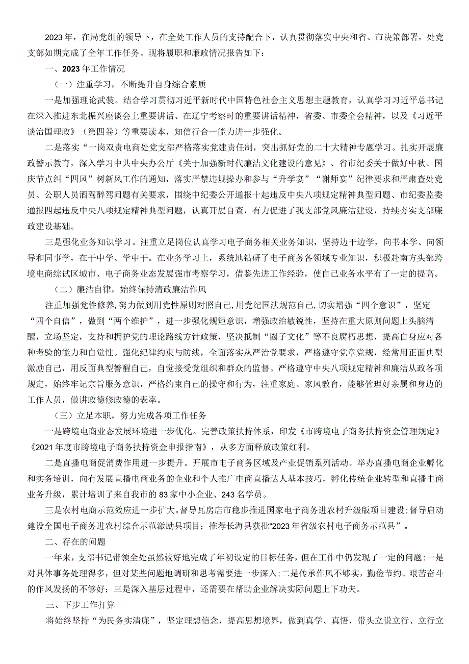 党支部书记2023抓基层党建工作述职报告.docx_第1页