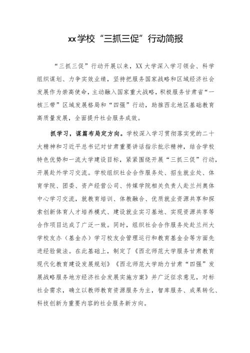 xx学校“三抓三促”行动简报.docx