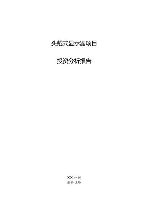 头戴式显示器项目投资分析报告.docx