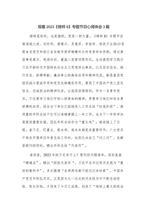 观看2023《榜样8》专题节目心得体会3篇.docx