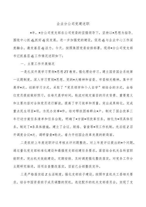 企业分公司党建述职.docx
